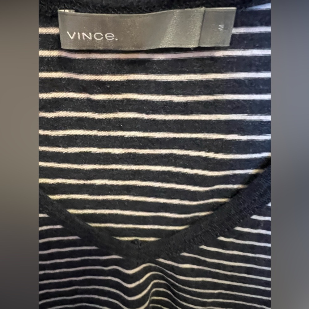 Vince Womens Cotton Striped Short Sleeve Round Neck T-Shirt Blue Size Medium. - Picture 4 of 5